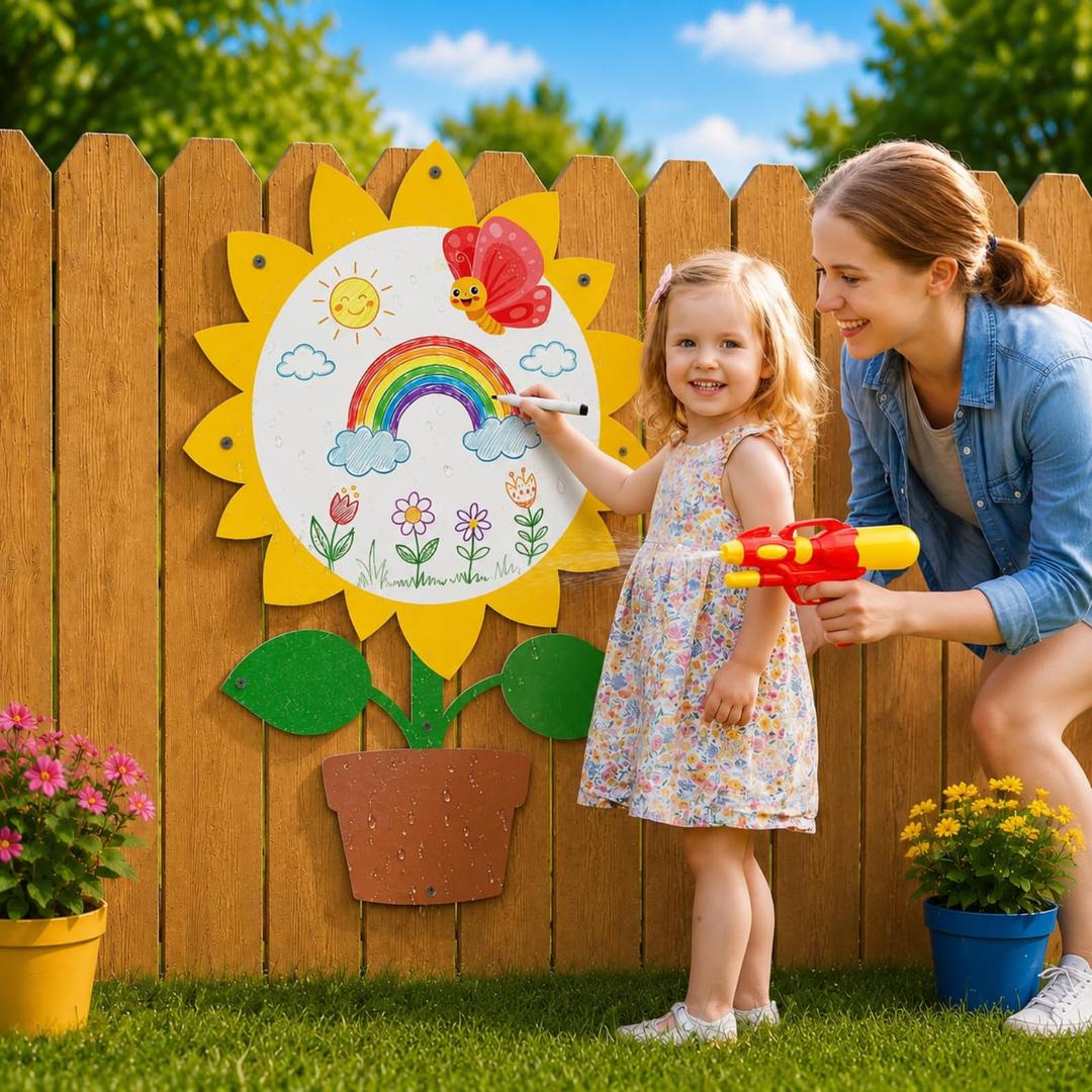 MotiMind 1 Pcs Giant Outdoor Whiteboards for Kid, Yellow Sunflower