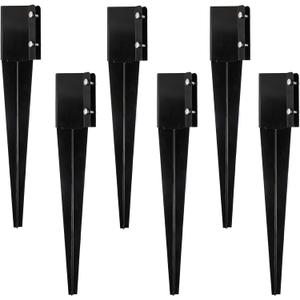6 Pcs Fence Post Anchor Ground Spike 4x4 Metal Post Stake 24 Inch for Mailbox Deck Railing Black