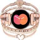 2 x KOREDA Boho Leather Bracelet for Samsung Galaxy Watch 7/6/5/4/FE Band 40mm 44mm/Watch 6 Classic 43mm 47mm/Watch 5 Pro 45mm/Watch 4 Classic/Active 2 Bands Women, 20mm Handmade Multilayer Wrap Jewelry Bands (Rose Gold-Heart Bracelets)