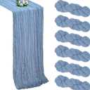 6 Pack Dusty Blue Cheesecloth Table Runner 10FT Boho Cheese Cloths Gauze Fabric Table Runners 120 Inch Rustic Sheer for Spring Holiday Wedding Birthday Party Baby Shower Decorations