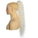 Deep Wave Ponytail Extension for Women 24 Inch White Curly Wavy Ponytail Hair Extensions Drawstring with Clips Short Synthetic Hairpiece for Daily and Party