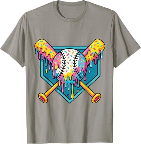 Baseball Respect The Drip Ice Cream Gaming Sport Player T-Shirt. S Size