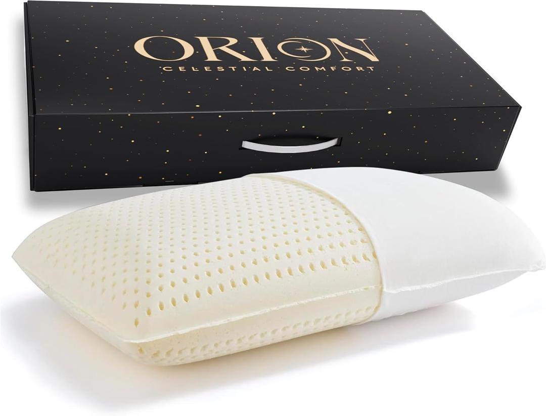 ORION - Talalay Latex King Size Pillow - Luxury Sleep with Premium Latex Support, No Vacuum Packing, Premium Box & L-Shaped Easy-Open Cover with Lavender Scent - King Pillow - 33.46 x 15.75 x 5.91 in