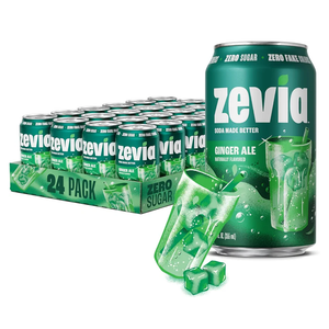Zevia Zero Sugar Soda, Ginger Ale, 12 oz Cans (24-Pack) – Naturally Sweetened, Non-GMO Project Verified, Gluten-Free, Vegan, BBD:  06/06/2027