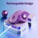 seenda Wireless Trackball Mouse, Ergonomic Bluetooth Rollerball Mouse Rechargeable, 3 Device Connection Optical Mice Adjustable DPI Thumb Control Mice Compatible for PC/Laptop/Windows/Mac - Purple