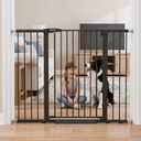 Mumeasy 36" Extra Tall Baby Gate for Stairs, 29.7-51" Wide Dog Gates Indoor for Doorways with Easy Walk Thru, Auto Close Pet Safety Gate for House, Pressure Mounted Metal Child Gate with Door, Black