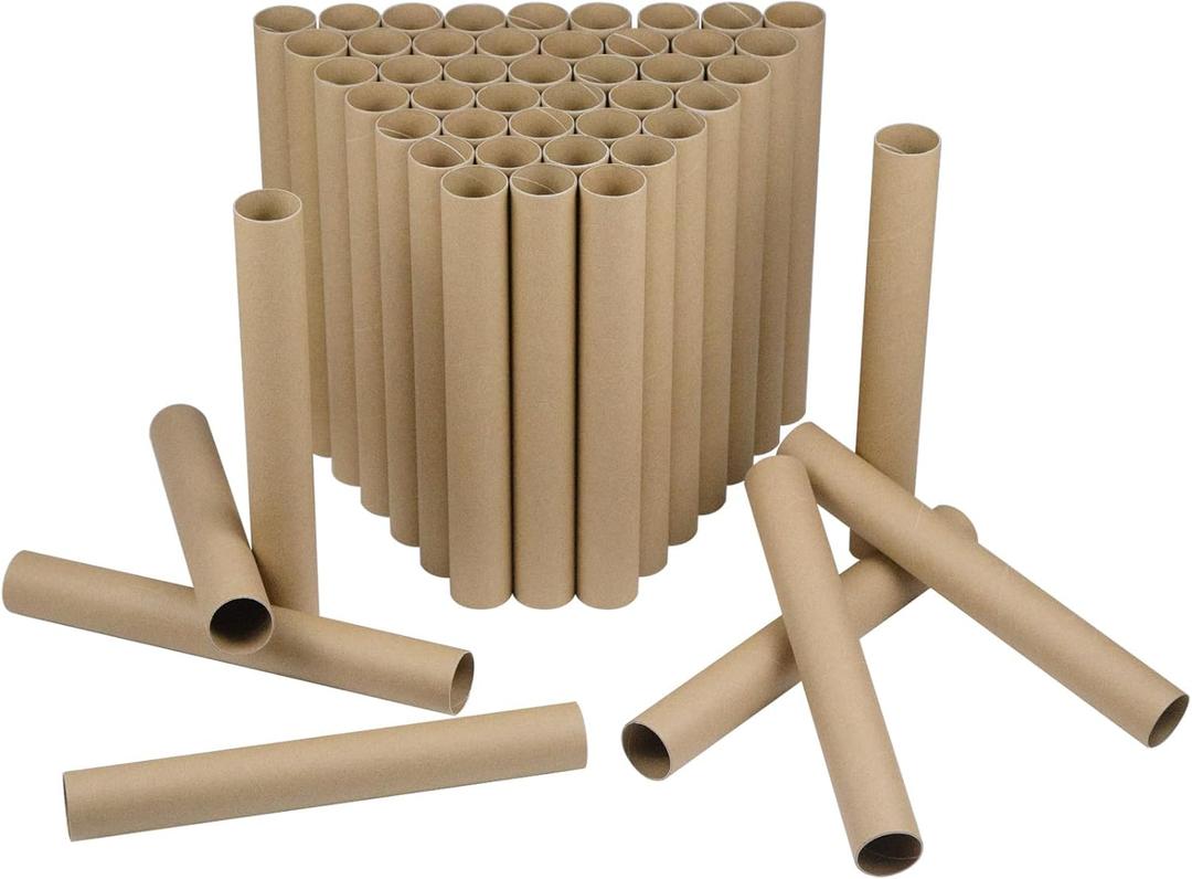 50 Pack Cardboard Tubes for Crafts - 1.57 x 11.81 Inches - Brown Toilet Paper Empty Rolls Round Thick Tubes Sturdy for Classroom Family Handmade DIY Projects