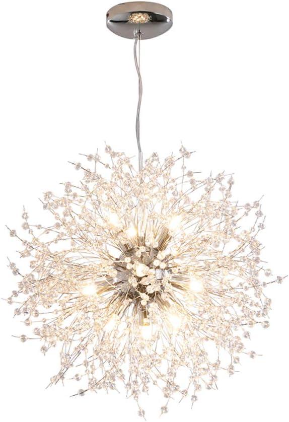 Modern Sputnik Chandelier, DD00906N 12-Lights Fireworks Pendant Light,Silver Crystal Ceiling Light Fixture for Bedroom,Living Room,Dining Room