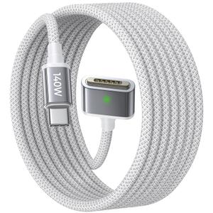 LISEN MacBook Charger USB-C to Magnetic 3 Cable (6.6FT) for M4/M3/M2 MacBook Pro Air M5 Charger, 140W Magnetic Safe 3 Cable Computer Laptop Cord for Pro (16"/14" 2026-2021) Air (15''/13'' 2026-2022) (Grey)