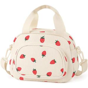 2 x Insulated Lunch Box For Girls Small Lunch Bag Adult Women Work Kawaii Tote For Teen School Cute Compact Lunch Pail Keep Warm Lunch Pale For Ladies Teacher (00 Strawberry)