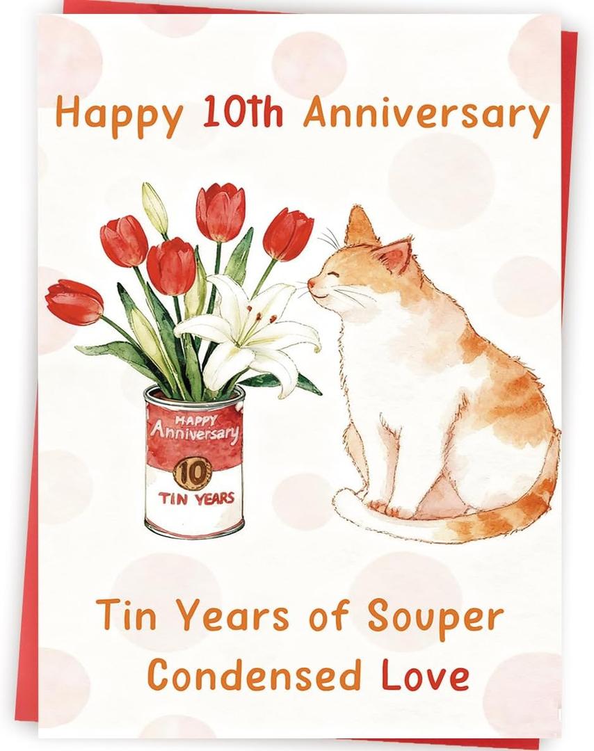 9 x 10th Anniversary Card, Funny 10 Year Wedding Anniversary Card Gifts for Him Her Husband Wife Couple,Tin Aday Gifts for Women Men (LD269)