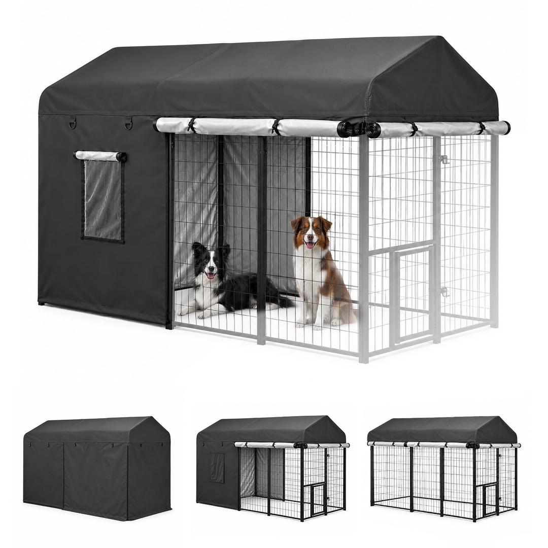 ROOMTEC 10 x 10 FT Outdoor Dog Kennel Cover, Full Side Cover (Cover Only)
