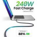 Fitee Thunderbolt 5 Cable 3FT Compatible, 80Gbps USB C Data Transfer Cable, 240W Charging, 120Gbps Video Bandwidth, 16K/Dual 8K, Braided USB C Video Cables for Monitor, MacBook Pro, Mac mini, PSSD