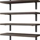 WOPITUES Wood Floating Shelves Set of 6, Shelves for Wall Decor, Farmhouse Shelf for Bedroom, Bathroom Storage Shelves, Book Shelves for Living Room, Dark Brown (16.5 Inch)