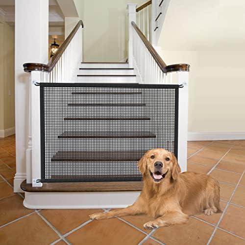 Dog Gate for Stairs Pet Gates for The House: Dogs Screen Mesh Gate for Doorways Stairways Indoor Safety 29 inches Tall, 41 inch Wide