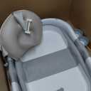 Baby Bathtub,Collapsible Baby Bath Tub with Thermometer & Soft Floating Cushion,Portable Travel Baby Bathtubs for Newborns to Toddlers 0-36 Months(Bear Gray)