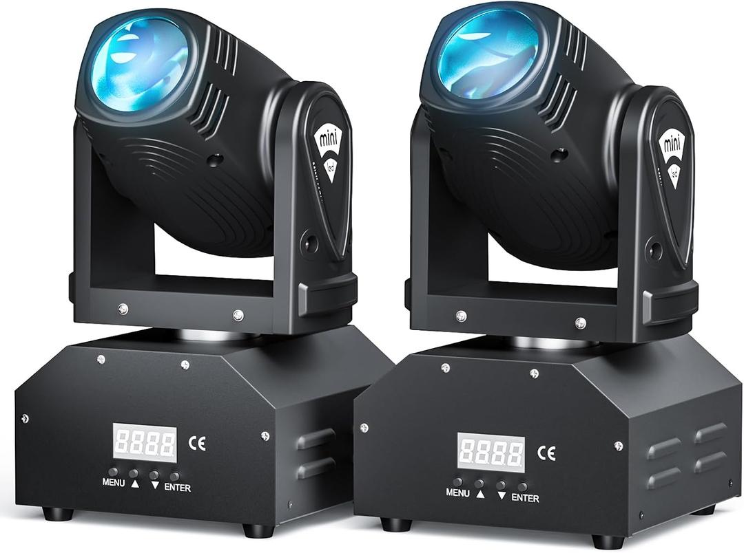 DJ Lights Moving Head U`King Mini LED Moving Head Light RGBW Stage Lighting Beam Spot Lights by DMX 512 Sound Activated Control for Wedding Disco Party Indoor Christmas and Halloween, (Set of 2) (Multicolor)