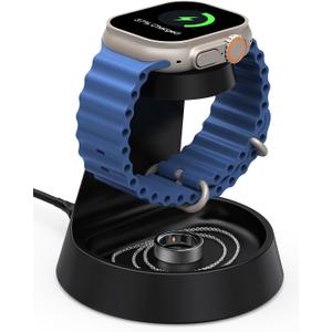 Watch Charger Stand for Apple Watch, 5W Magnetic Fast Charging Dock, iWatch Charger Holder for Apple Watch Series 11/10/Ultra 3/2/SE 3/9/8/7, iWatch Charging with Jewelry Tray Mini Bedside Organizer