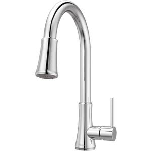 Pfister Pfirst Series Kitchen Faucet with Pull-Down Sprayer, Single Handle, High Arc, Polished Chrome Finish, G529PF2C