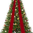 Extra Large Red Velvet Bows Christmas Tree Topper 20 x 71 Inch Big Bows with Long Streamers lazos para arbol de Navidad for Room Backdrop Wall Home Xmas Holiday Porch Decor, Deep Red