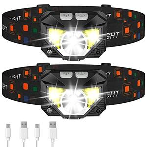 LHKNL Headlamp Flashlight, Lumen Ultra-Light Bright LED Rechargeable Headlight with White Red Light, 1-Pack Waterproof Motion Sensor Head Lamp,8 Modes for Outdoor Camping Running Hiking Fishing