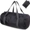Travel Bag Foldable,Portable Lightweight Gym Bag,Sports Duffel Bags for Women&Men - for Camp, Fitness, and Short tours, shopping (Black, M)