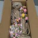 2 Pack & Timer - Easter Decorations, 18 Inch Lighted Easter Tree Tabletop with 20 LED Warm White Lights Pastel Eggs Floral Berries Battery Operated Easter Egg Tree Home Indoor Table Party Spring Decor