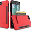 for iPhone SE 2 2020 Edition/SE 3 2020 Edition Case with Card Holder,Credit Card Slot Protective Wallet Case - Red
