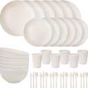 EI 42pcs Wheat Straw Dinnerware Set,Plates and Bowls Sets,Reuasble Plate,Unbreakable Dinner Plate for 6,Microwave Dishwasher Safe,College Dorm Room Essentials Dishes Sets-Bowls,Plates,Cups,Cutlery