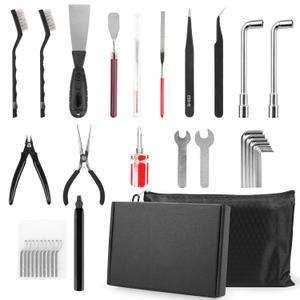 3D Printer Tool Kit - 44PCS 3D Print Tools - 3D Printing Accessories - Including Flat File, Brushes, Nozzle Cleaning Kit - 3D Printer Scraper - Micro Cutter - Deburring Tool - Tool Bag