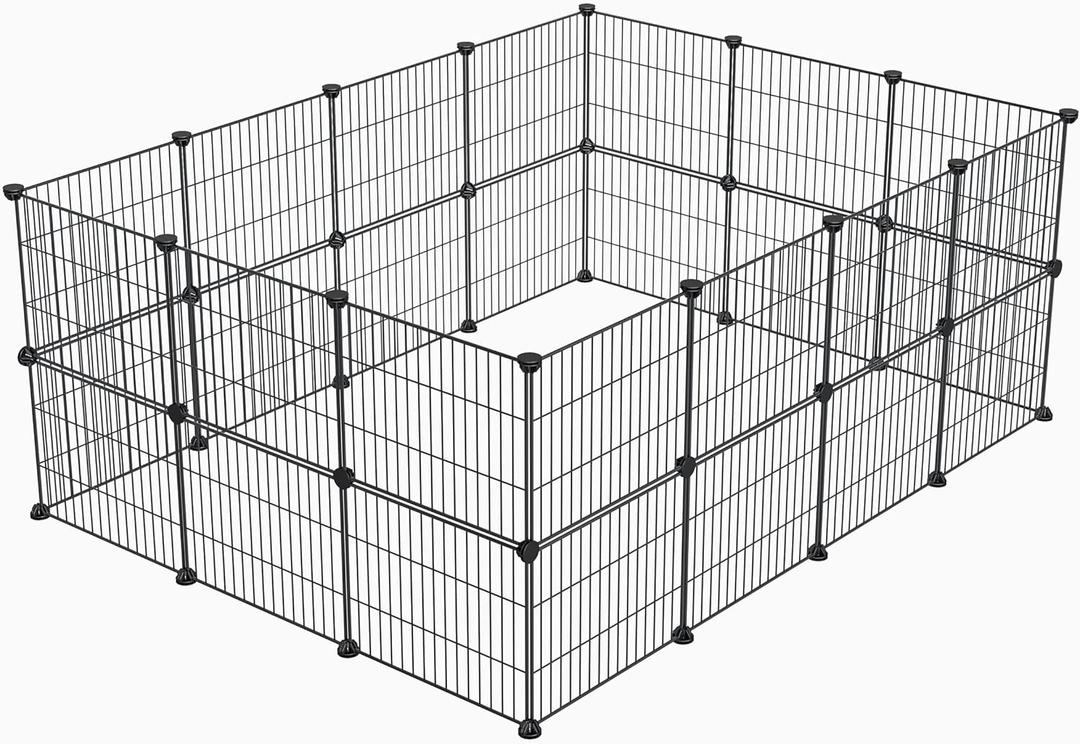 LURIVA Small Animal Playpen, Guinea Pig Cages, Pet Playpen, Rabbit Cage,Small Animal Cage, Puppy Kitten Dog Playpen, Indoor Outdoor Portable Metal Wire Yard Fence,15 X 12 Inch, 28 Panels, Black