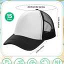 Mepase 15 Pieces Sublimation Baseball Cap Blank Trucker Hats Polyester Unisex Mesh Adjustable Cap for Men Women