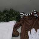 Mens Candy Chocolate Factory Worker Costume Shirt Jumpsuit Outfit with Gloves Leggings Adult Halloween Cosplay Props, Small