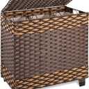 OIAHOMY Laundry Hamper with Lid, 140L Synthetic Rattan Clothes Hamper with Handles, Handwoven Large Laundry Basket with 3 Removable Liner Bags, Foldable, Laundry Room, 27*13*26 Inches, Gradient Brown