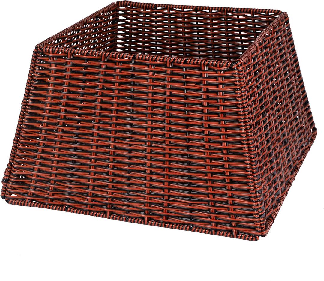 Blissun Christmas Tree Collar, Plastic Rattan Xmas Tree Ring, Farmhouse Christmas Tree Collar, Christmas Tree Skirt for Artificial Christmas Trees Decoration, Red & Black