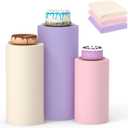 Cylinder Covers Set of 3,Cylinder Stand Covers for Parties,Round Pedestal Stand Covers for Cylinder Stands for Wedding Party Birthday Display(Cylinder Stands Not Included) (Pink Beige Purple, L+XL+XXL)