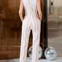 Bindefon Overalls for Women Fashion Jumpsuits Striped Pants Printed Bibs Coveralls White Elephant Gifts (M)