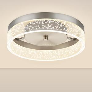 LED Flush Mount Ceiling Light Fixture, 12In Crystal Chandelier with Clear Bubble Acrylic, Modern Ceiling Lighting for Dining Room, Bedroom, Living Room, Kitchen, Brushed Nickel, 4000K Dimmable