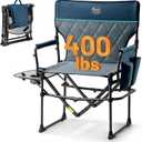TIMBER RIDGE Aluminum Camping Directors Chair with Side Table Pocket, Portable Folding Chair, Heavy Duty Lawn Chair for Fishing Trip Picnic Concert Outdoor 400lbs, Navy, Large