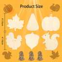 60-Pcs 4" Unfinished Thanksgiving Wooden Cutouts Ornaments for Thanksgiving Fall Party DIY Hanging Crafts Decorations (10cm, 6 Shapes, 10 Pcs/Shape)