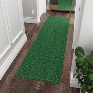 Ottomanson 2' x 10' Hallway Runner Extra Durable Non-Slip Rug Mat for Indoor & Outdoor Use - Ideal for Kitchen, Entryway, Patio & Garage - High-Traffic Carpet, Green