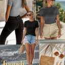Ficerd 3 Pack Women's Ribbed T-Shirts, Cotton Short Sleeve Basic Tees Crewneck Fitted Tops Casual Shirts 2026 Summer Trendy (M)