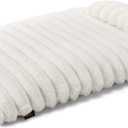 Town & Country Luxe CuddleTown Ribbed Bubble Stripe Pillow Crate Mat Pet Bed, Machine Washable Cover, Soft & Calming, Non-Slip Bottom, Cream, Medium 35"x24"x3"