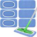 Reusable Mop Pads Compatible with Swiffer Sweeper Mop, Microfiber Dry Sweeping Cloths & Machine Washable Wet Pads Refill for Use on All Sealed Floors - Stone, Hardwood, Laminate & Tile (6 Blue)