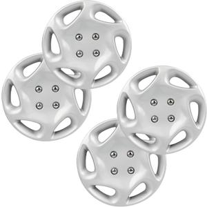 Universal Wheel Cover ABS 13" Silver Hub Caps -Set of 4 Full Heat & Impact Resistant Grade