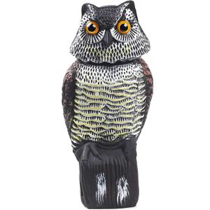 Owl Decoys to Scare Birds Away with Rotating Head,Natural Enemy Bird Deterrent Realistic Eyes & Waterproof Shape Fake Owl Scarecrow Bird Control