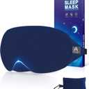 Mavogel Cotton Sleep Mask - 100% Handmade, Light Blocking Sleep Eye Mask with Updated Bending Nose Design, Soft Sleeping Mask for Women Men, for Sleep/Office/Naps, Includes Travel Pouch (Starry Blue)