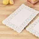 12 inch x 16 inch Rectangle Paper Doilies/Lace Paper Placemats/Disposable Greaseproof Doilies,White,Pack of 100