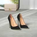 COLETER Women's Sexy Pointed Toe High Heels,4.72 inch/12cm Patent Leather Pumps,Wedding Dress Shoes,Cute Evening Stilettos (Black)