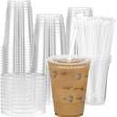 100Pcs 16 oz Plastic Cups With Lids and Straws, Disposable Clear Plastic Cups With Lids for Iced CoffeeSturdy & Food Safe Coffee Cups for Party Supply, Ideal for Home, Catering, Cold Beverages